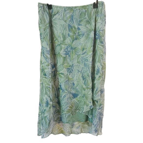 Kathie Lee Green Blue Floral Cross Over Front Lined Vintage Skirt Size 16 - Picture 1 of 5